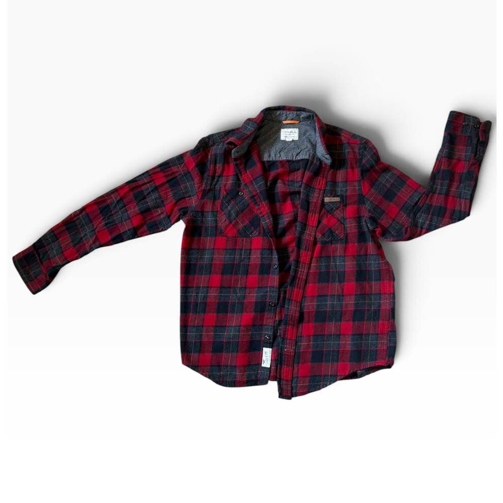 Field & Stream Mens Red Black Buffalo Plaid Flannel Shirt Long Sleeve Large L